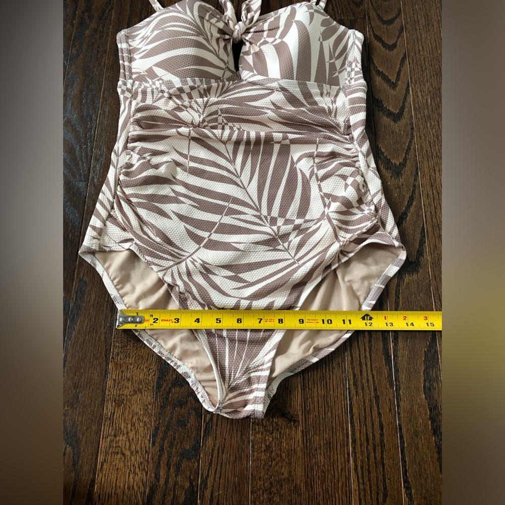Kona Sol Women's L Palm Pique Bandeau Full Coverage One Piece Swimsuit - EUC! - Picture 9 of 15
